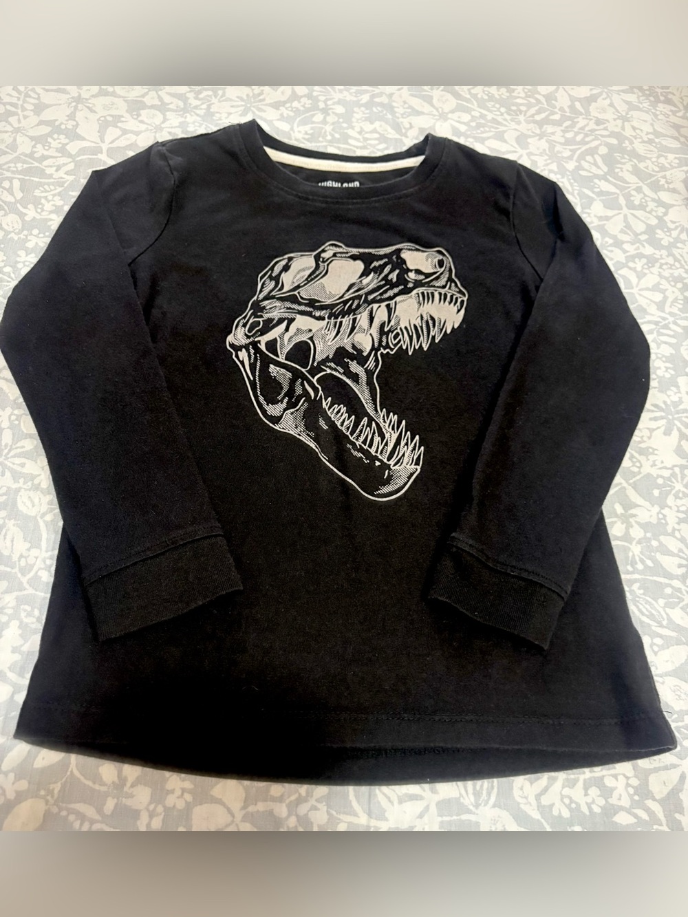 Highland Originals Kids Black Long-Sleeve Dino Skull Tee, Size 5/6